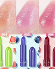 evpct 6Pcs Peach Strawberry Black Red Cherry Watermelon Blueberry Pineapple Tinted Lip Balms PH Lip Color Changing Lipstick Stain Set Queen for Women Girls Korean Mood Pink Lipstick Lip Tint Gloss