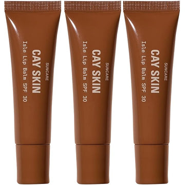 Cay Skin Isle Lip Balm SPF 30 – High Shine, Hydrating + Sheer Lip Gloss in Vanilla Brown Sugar Flavor – Formulated with Natural Ingredients for All Skin Tones – 3-Pack, Clear, 1.05 oz