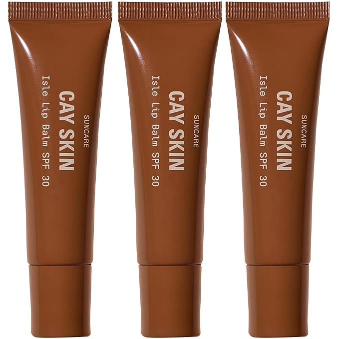 Cay Skin Isle Lip Balm SPF 30 – High Shine, Hydrating + Sheer Lip Gloss in Vanilla Brown Sugar Flavor – Formulated with Natural Ingredients for All Skin Tones – 3-Pack, Clear, 1.05 oz