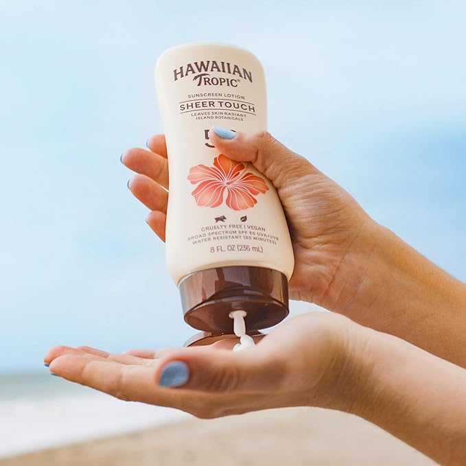 Hawaiian Tropic Sheer Touch Ultra Radiance Lotion Sunscreen SPF 15, 8oz | Hawaiian Tropic Sunscreen SPF 15, Sunblock, Broad Spectrum Sunscreen, Oxybenzone Free Sunscreen, Body Sunscreen, 8oz