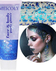 MEICOLY Chameleon Blue Hair Glitter,Chunky Face Glitter Gel,Color Changing Mermaid Singer Concerts Sparkling Glitter for Face Body,Halloween Festival Party Makeup,50ml