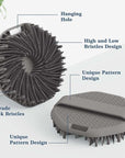 ManmiHealth Silicone Body Scrubber Shower Brush, Upgrade Super-Exfoliating Shower Scrubber with Non-Slip Hand Strap for All Skin Types, Silicone Body Buffer for Use in Shower with a Free Hook (Gray)