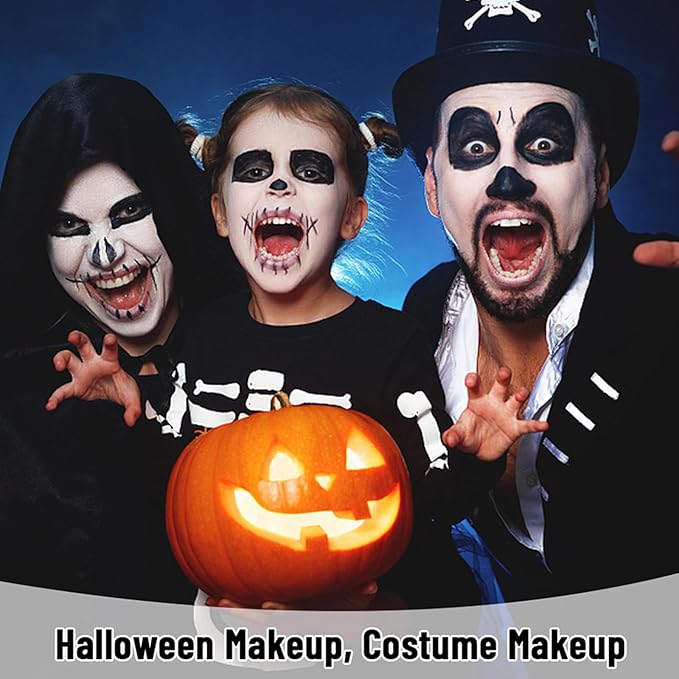 MEICOLY White Face Body Paint Stick for Halloween SFX Cosplay Corpse Clown Makeup,White Face Paint for Adults and Kids,Waterproof Eye Black Stick for Baseball Softball Football Lacrosse