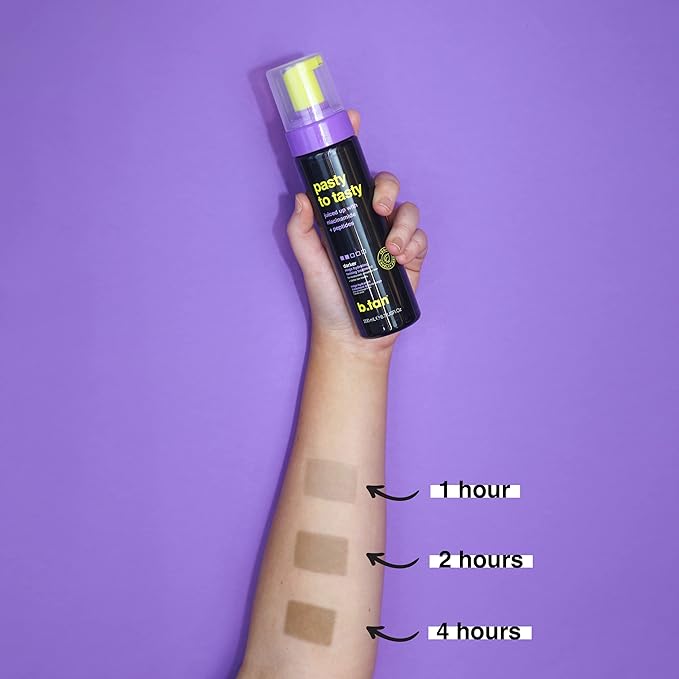 b.tan Dark Self Tanner Mousse | Pasty to Tasty -Best, 1 Hour Express, Hydrating Sunless Tanning Foam, Bronzed Glowy Skin, Face & Body, No Fake Tan Smell, 6.7 Fl Oz