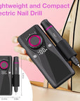 Electric Nail Files, 45000 RPM Professional Nail Drill for Acrylic Nails Gel, Adjustable Speed E File for Nails, Cordless Rechargeable Nail Drill Kit for Manicure Salon Home