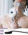 Silicone Back Scrubber for Shower,Back Washer for Shower Men, Lengthen Bath Body Brush with Long Handle, Brush for Shower Exfoliating and Massage Shower Brush - Black