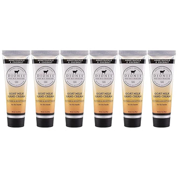 Dionis - Goat Milk Skincare Scented Hand Cream (1 oz) Set of 6, Moisturizing Lotion for Dry Skin, Good for Sensitive Skin, Cruelty-free and Paraben-free (Honeysuckle & Coconut)
