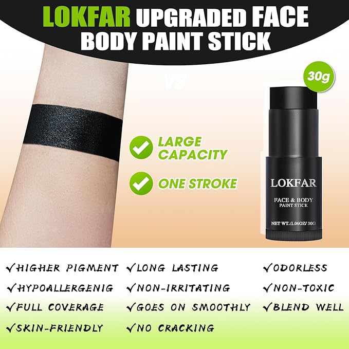 Gray / Grey Face Body Paint Stick, Eye Black Stick for Sports, Waterproof Full-Coverage Grey Face Makeup for Halloween Grayscale Zombie Werewolf Stage Cosplay Makeup