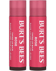 Burt's Bees Lip Tint Balm Stocking Stuffers Gifts, Long Lasting 2 in 1 Duo Tinted Balm Formula, Color Infused with Hydrating Shea Butter for a Natural Looking Buildable Finish, Petal Rose (2-Pack)