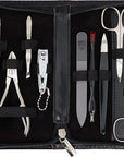 3 Swords Germany – Brand Quality 12 Piece Manicure Pedicure Grooming kit Set for Professional Finger & Toe Nail Care with Black Synthetic Leather case - Made in Germany