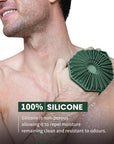 iTokGok® Premium 2-in-1 Silver-Infused Silicone Body Scrubber for Men, Double-Sided Design Body Brush Silicone Body Scrubber Exfoliating Body Brushes for All Skin, Lathers Well - Midnight Green