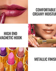 Oulac Coral Orange Lipstick for Women with Metallic 3D Shine Lightweight Hydrating Formula, High Impact Lip Color, Vegan Beauty, Full Coverage Lip Makeup, Christmas Gifts for Women, Be Happy(05)