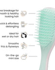 Tangle Teezer Ultimate Detangler Hairbrush, Eliminates Knots & Reduces Breakage, Mini Hair Brush for Travel, Small Hands & All Hair Types, Marshmallow Pink & Mint