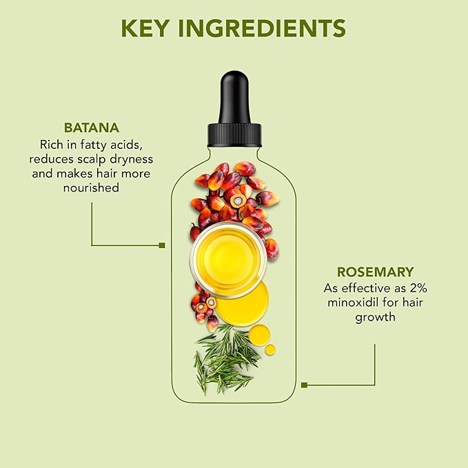 Botanic Hearth 100% Pure Rosemary Batana Oil For Hair Growth | Infused with Biotin, Jojoba & Castor Oil | Hair Oil Repairs Dry Damaged Hair, Strengthening, Healthier - Hair Tonic, 2.0 fl oz