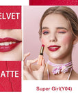 Oulac Pinky Red Creamy Matte Lipstick, Soft Satin Finish Lipsticks for Women with Moisturising Formula, Rich Color, Highly Pigmented Enriched with Rose Oil, Vegan & Cruelty-Free| 3.6g (Y04)