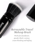 Foundation Makeup Brush Flat Top Kabuki Face Blush Liquid Powder Foundation Brush Retractable Travel Brush for Blending Liquid, Cream or Flawless Powder Cosmetics
