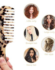 Large Wide Tooth Hair Comb, LADYAMZ [Tortoise Shell] Cellulose Acetate Round Tooth Comb for Straight/Curly Hair,Short/Long Hair Women Men or Kids, Easy Detangling Wet or Dry, Anti-static (Ivory)