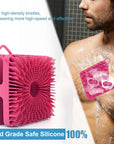 Silicone Body Scrubber Women, Dual-Sided Design Exfoliating Body Brush Buffer Scrubber and Scalp Massager, Shower Scrubber for Body, Silicone Loofah, Ergonomic No-Slip, Easy to Clean Clean(Red)