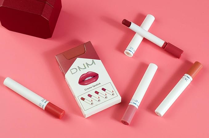 evpct 4Pcs Smoke Pipe Lip Color Changing Lipstick Little Smoke Cigarette Matte Lip Balm Set Kit for Women Beauty Lipstick and Lipliner Glossy Rose Pink Nude Lip Gloss Long Lasting 24