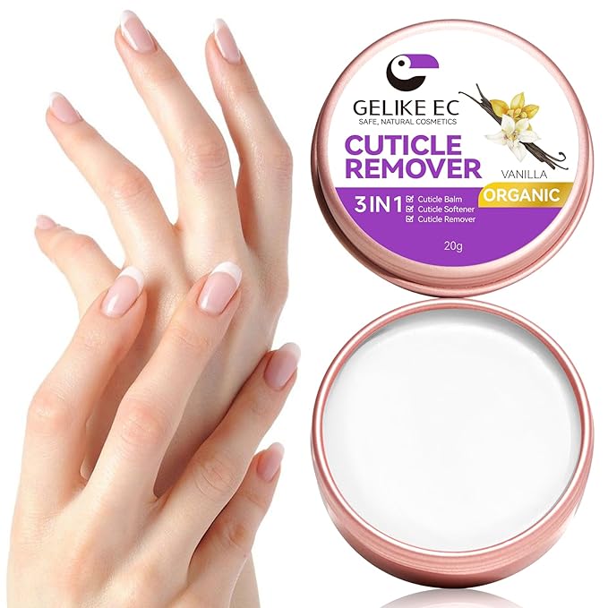 gelike ec Organic Nail Cuticle Remover for Salon: Vanilla 3 In 1 Natural Cuticle Softener Exfoliator Moisturizer for Professional Manicure