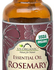 US Organic 100% Pure Rosemary Essential Oil, USDA Certified Organic 100% Pure, Steam Distilled, for Hair Growth, Scalp, Face, Skin, and Aromatherapy (Size Variations Available) (30 ml)
