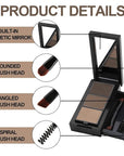 3 Colors Eyebrow Makeup Kit, Professional Brow Contour Palette, Waterproof Long-lasting Eyebrow Filler Powder with Mirror & Brow Brush