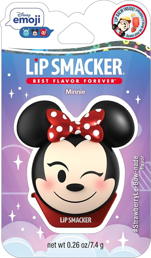Lip Smacker Disney Minnie Mouse Emoji Lip Balm, Strawberry Lemonade Flavored, Clear, For Kids (Pack of 2)