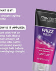 John Frieda Frizz Ease Straight Fixation Styling Crème, Straightens Frizzy Hair with Milk Protein & Almond Oil, Sleek, Shiny, Frizz-Free, ThermaGuard Heat Protection Against Damage, 5 Oz, Pack of 2