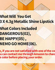 Oulac Metallic Orange Lipstick Set for Women High Payoff Lipcolor with Moisturizing Formula, Vegan Beauty, Full-Coverage Lip Color 4.3g X 3PCS, 02+05+06