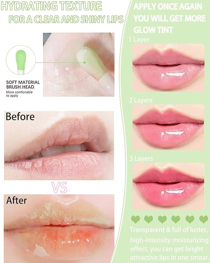 Tinted Moisturizing Lip Glow Oil,Hydrating Plumping Gift