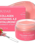 Collagen Lip Mask, Hydrating Lip Balm, Lip Moisture with Hyaluronic Acid & Vitamins E, A- Overnight Sleeping Nourishing Lip Butter Balm for Dry Lips 0.7 Oz
