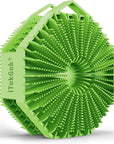 iTokGoK® Premium Silver-Infused Double-Sided Design 2-in-1 Silicone Body Scrubber for Men,Body Buffer Scrubber for Sensitive Skin, Ergonomic No-Slip Handle, Long-Lasting & Easy to Clean - Green