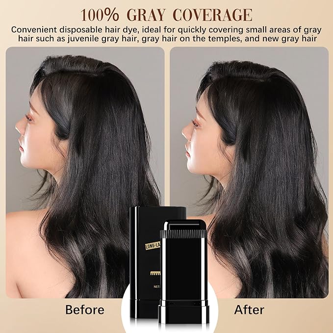 Safe and Convenient Comb Hair Dye, Touch up Combs, Waterproof and Sweat-Proof Hair Dye Comb, Portable Colouring Hair Dyes, 2 in 1 Instant Dye for Women & Men (Black)
