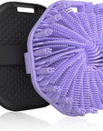 Silicone Body Scrubber 2 Counts, Exfoliating Body Wash Scrubbers Exfoliator, Shower Body Brush for Effective Showering Exfoliation and Gentle Massage (Black+Purple)