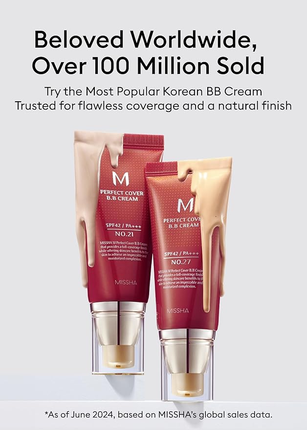 MISSHA M Perfect Cover BB Cream No.23 Natural Beige -Light/Medium with Cool/Neutral Undertone SPF 42 PA +++ 1.69 Fl Oz - Tinted Moisturizer for face with SPF