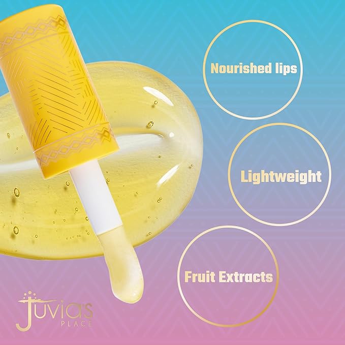 Juvia's Place Magic Lip Oil - Mango - Smooth, Hydrating with Vitamin E for Soft, Glossy, Juicy Lips - Infused with Fruit Extracts - Tinted, Shimmering, Lightweight & Non-sticky Lip Oil for Summer