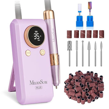 MelodySusie 2 in 1 Professional 35,000 RPM Nail Drill Kit, Coreless Rechargeable SM330G Electric Nail File, Cordless Portable Nail EFile for Acrylic Gel Nail Polish Removal, Lightweight & Quiet Purple