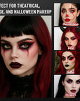 Red Eyeshadow Palette with Mirror Sliver Red Black Tones Matte Shimmer 6 Colors Mini Eye Shadow Pallet Travel Size Highly Pigmented for Joker Vampire Clown Goth Halloween Christmas Makeup