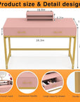 WESTREE Women Makeup Vanity Desk with 2 Drawers - Bedroom Home Office Desk, Wooden Height Monitor Stand & Storage Shelf Without Mirror, Pink Table Great Gift for Her