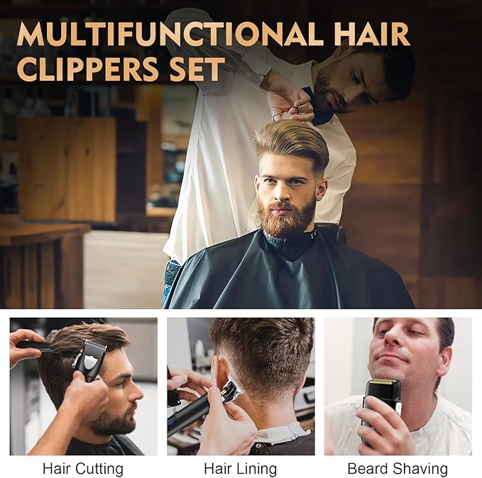 Suttik Professional Hair Clipper Set for Men, Barber Kit Clipper and Trimmer Set, Electric Foil Shavers for Men with Travel Case