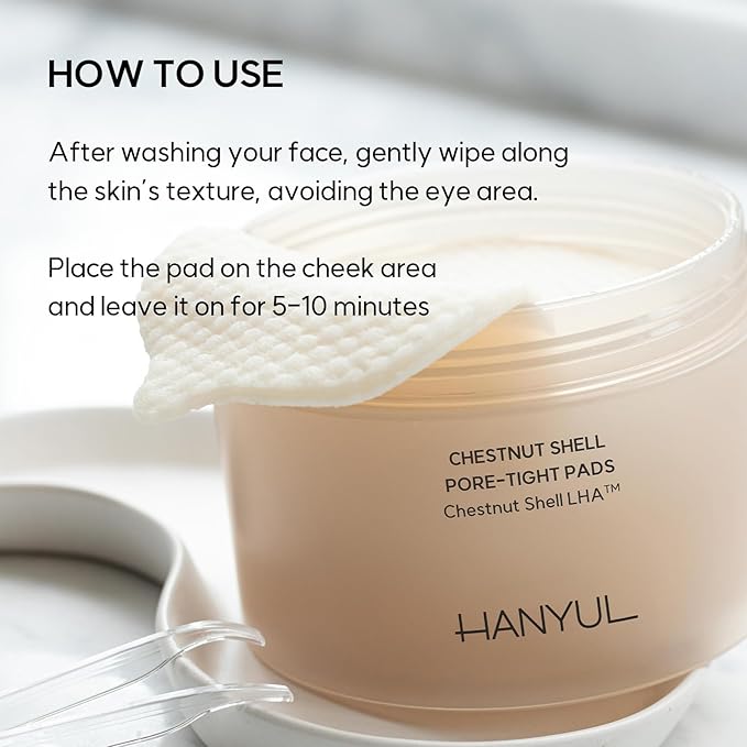 HANYUL Chestnut Shell Pore Tight Toner Pads | Daily Mask for Spot Care, Mild Exfoliating with AHA & BHA & LHA, Skin Smoothing and Refining, Vegan Certified, Korean Skincare, 50 Sheets (150ml)