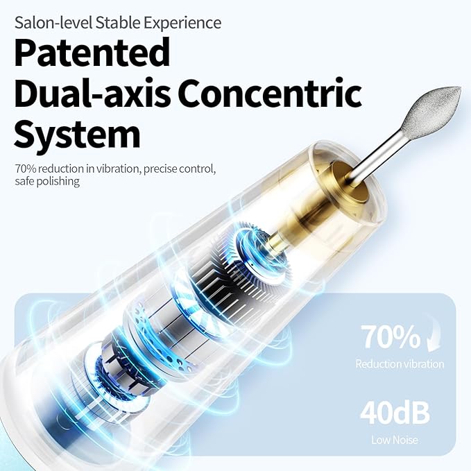 Electric Nail Drill Kit Professional - 9 Speed Cordless Electric Nail File with LED Display, Portable Nail Drill Machine for Acrylic Gel Nails, Hand Feet Trimmer Buffer Tool for Women Men Baby Blue