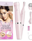 Women's Eyebrow Trimmer & Facial Hair Remover, 2 in 1, Double Rotating Blades, Safe, Painless, Hypoallergenic, Rechargeable, USB Charging