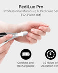 PediLux Pro Professional Manicure Pedicure Kit, Thick Toenail Grinder, Cordless Electric Nail File Drill, Toe Nail for Dremel Tool, Filer, Sander, Remove Callus for Humans, Men, Women, Seniors