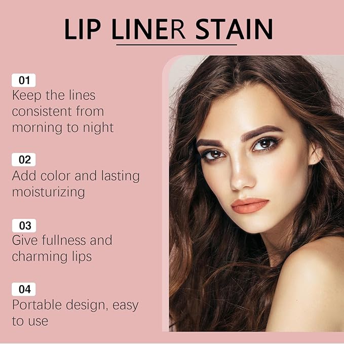 Peel Off Lip Stain Tattoo Set, 3 Colors Peel Off Lip Liner, Removable Lip Liner Set, Matte Finish Waterproof Lip Liner Pencil, Transfer-proof Peel Off Lip (3Colors/Set, B)