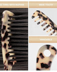 Large Wide Tooth Hair Comb, LADYAMZ [Tortoise Shell] Cellulose Acetate Round Tooth Comb for Straight/Curly Hair,Short/Long Hair Women Men or Kids, Easy Detangling Wet or Dry, Anti-static (Ivory)