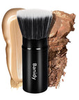 Foundation Makeup Brush Flat Top Kabuki Face Blush Liquid Powder Foundation Brush Retractable Travel Brush for Blending Liquid, Cream or Flawless Powder Cosmetics