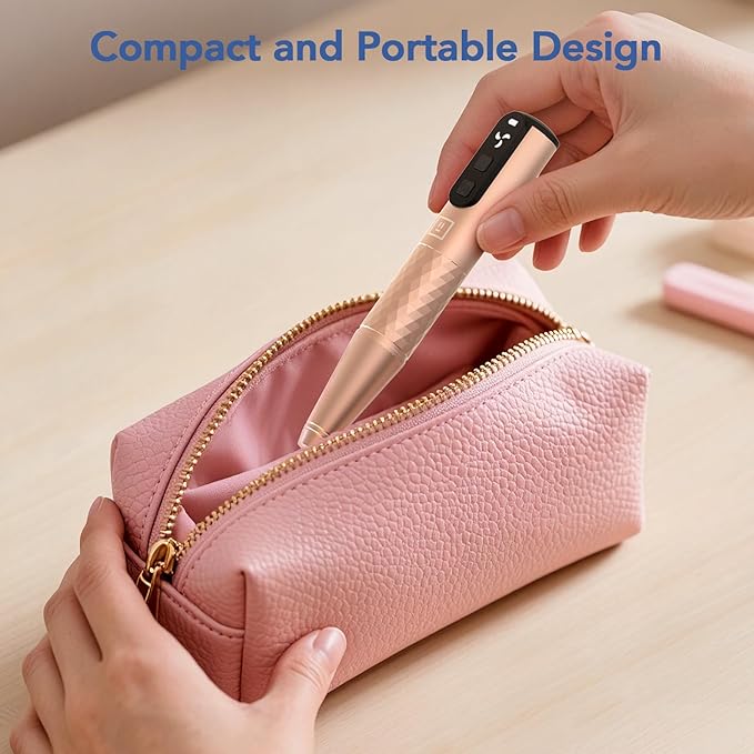 Mfish Professional Nail Drill Kit, Electric Nail File for Acrylic/Gel Nails,12 Bits, Adjustable Speeds, Portable Cordless Electric Nail Tools for Home & Salon Use