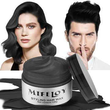 Black Temporary Hair Color Wax, Instant Natural Hairstyle Cream Dye, Washable Styling Pomadesfor Men Girls Women Youth, Disposable Coloring Mud for Party Cosplay DIY Halloween