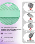 Lymphatic Drainage Silicone Body Scrubber for Shower - Exfoliating Silicone Loofah with Zinc Infused and Stiff Massage Nodes，for Improving Skin Health and Reduces Acne-Green
